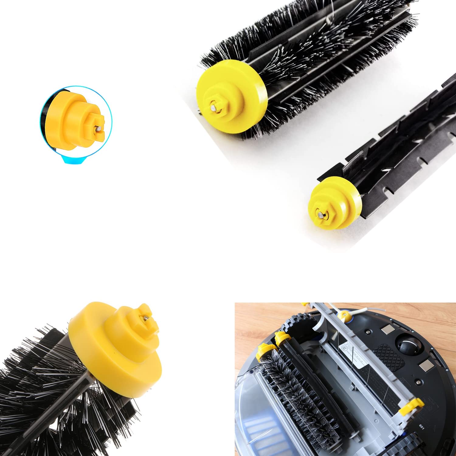 3 Sets Ersatz-Rollenbürsten Für IRobot Roomba 600 & 700 Serie – Inkl. Borsten & Flexible Schlägel