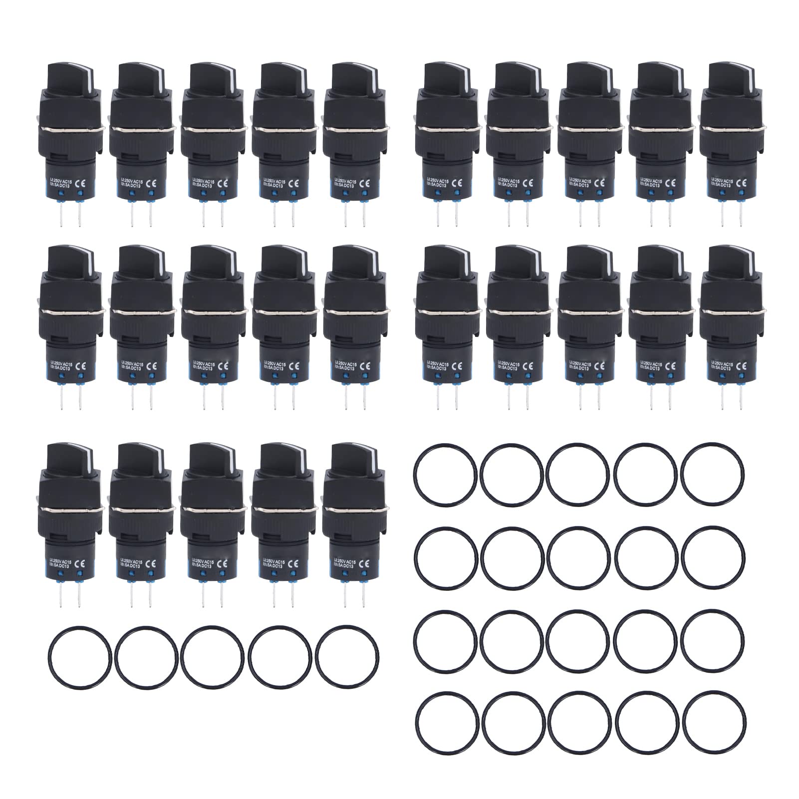 Selector de Bloqueo Automático de 3 Posiciones con Perilla de 25 Piezas, Juego de 16mm para Equipo, simplificará el Juego de Interruptor Giratorio de 25 Piezas, Interruptor de Perilla,