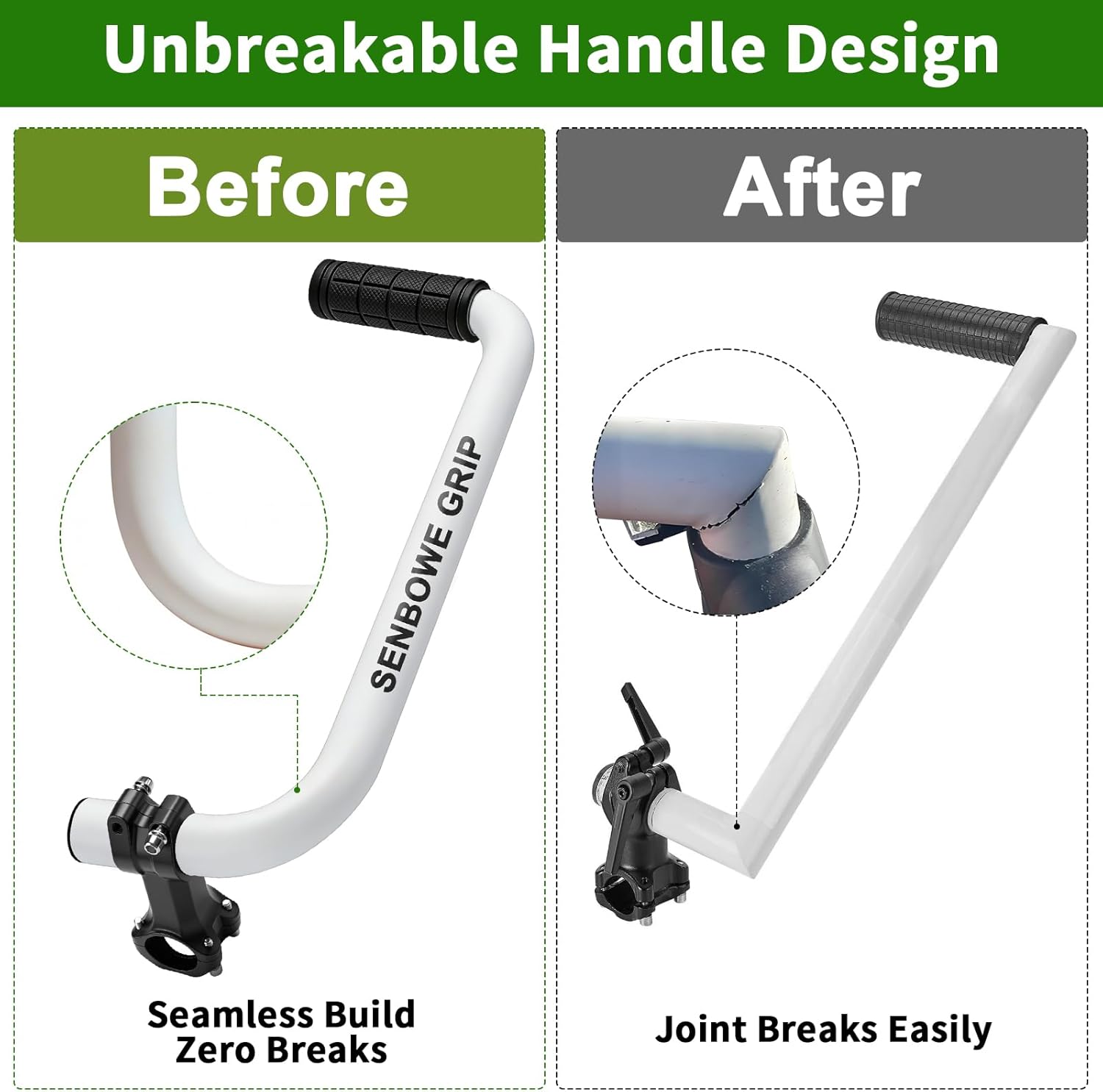 𝐔𝐩𝐠𝐫𝐚𝐝𝐞𝐝 Weed Eater Handle, Ergonomic String Trimmer Grip Extension Back Saver,with Adjustable Shoulder Strap, -Universal Weedeater Handle for Lawn Care, Landscaping, Grass,Trimming (White)