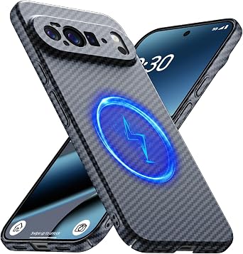 GRECAZO Magnetic Google Pixel 10 Pro XL Case,Ultra-Thin Soft Touch Skin Carbon Fiber Bump Texture [Compatible with PixelSnap/Magsafe],Slim Minimalist Lightweight Protective Matte Hard Cover-Black