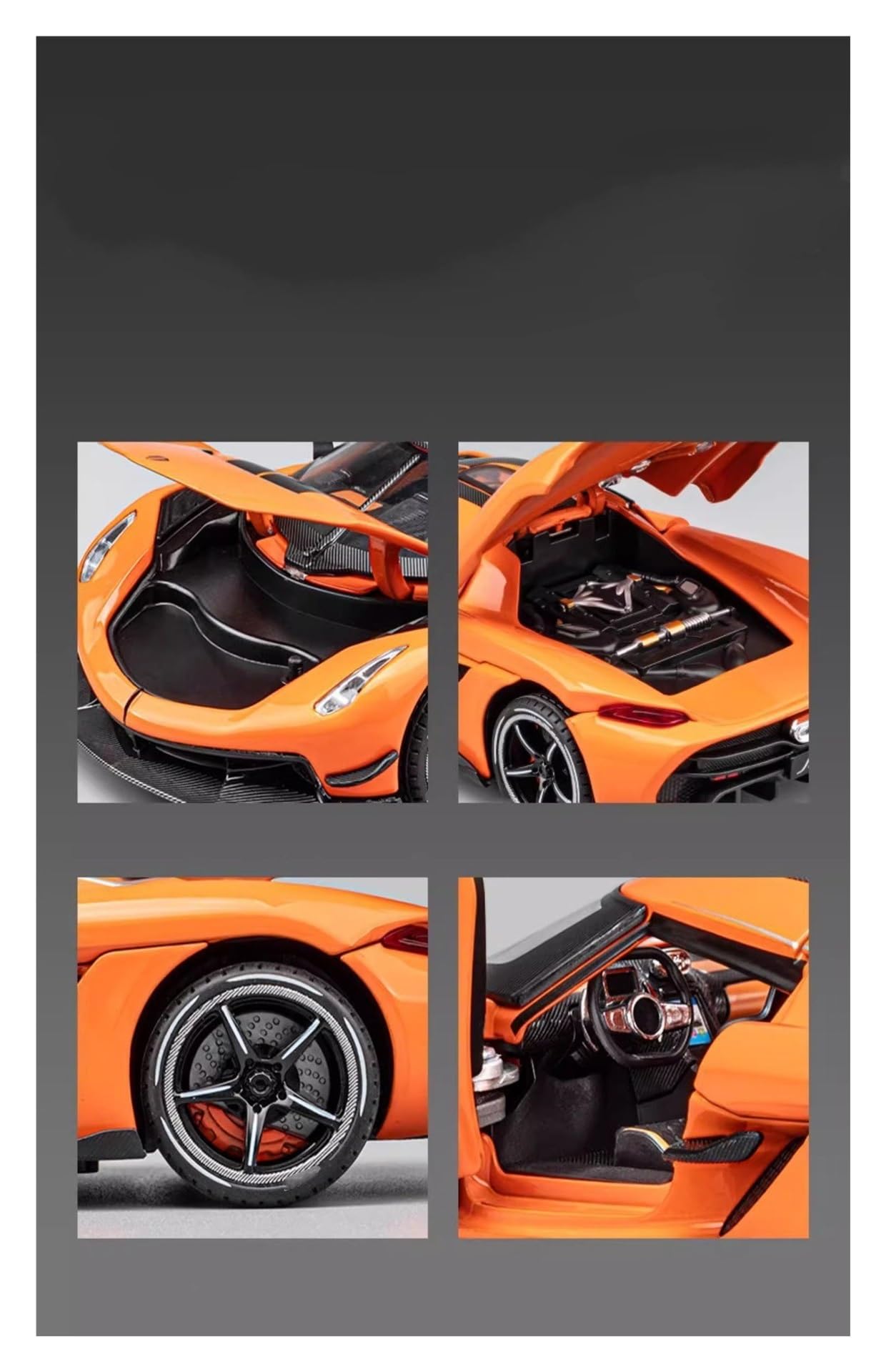OnaiC Diecast Modello 1:24 Per Koenigsegg Per Jesko Modellino Auto In Lega Di Metallo Pressofuso Modellino Auto Da Collezione(arancia)