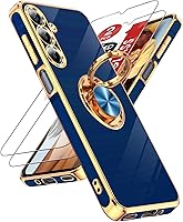 Vista 95 de LeYi para Funda de Teléfono Samsung Galaxy A13-5G: Protector de Pantalla de Vidrio Templado, Soporte Magnético Giratório de Anillo 360°, Borde Negro