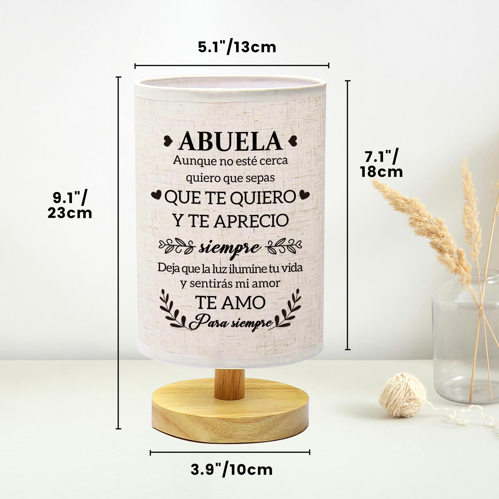 Birthday Gifts for Grandma in Spanish, Regalos para Abuela Fabric Bedside Table Lamp Presents, Christmas Mothers Day Valentines Day Gifts for Grandma Grandmother from Grandkids