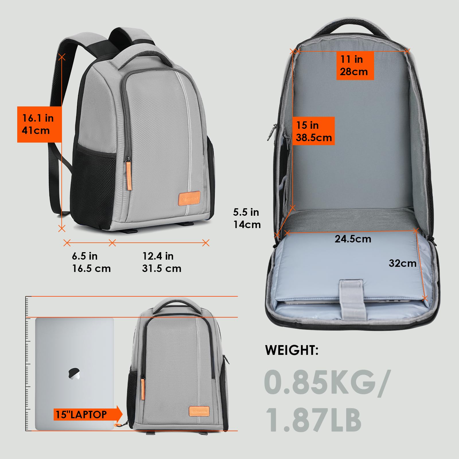TARION Mochilas grandes para cámara para fotógrafos, bolsa impermeable para cámara, mochila de fotografía con compartimento para laptop de 15.6 pulgadas, cubierta de lluvia, soporte para trípode de