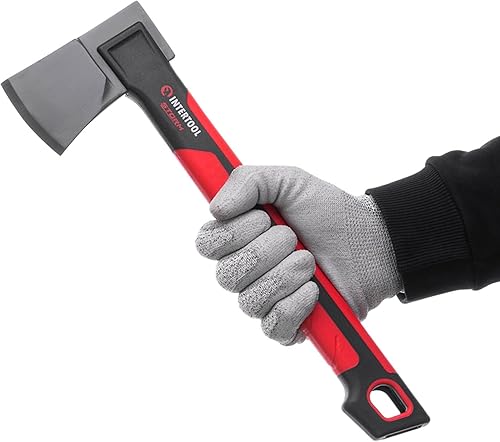 INTERTOOL Hacha cabeza de acero al carbono de 15 libras 14 pulgadas hacha de campamento para cortar mango hueco antideslizante ligero que absorbe