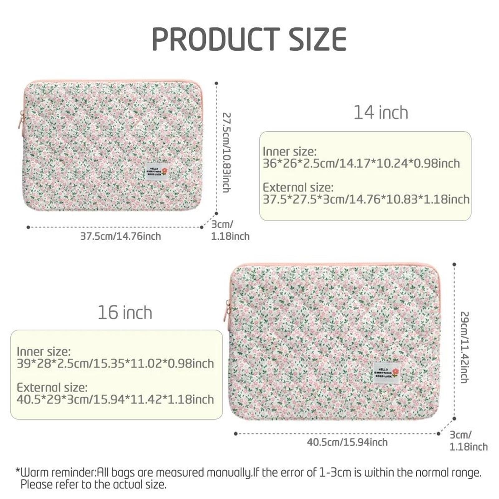 Sac de Protection Floral matelassé avec Pochette for Ordinateur Portable