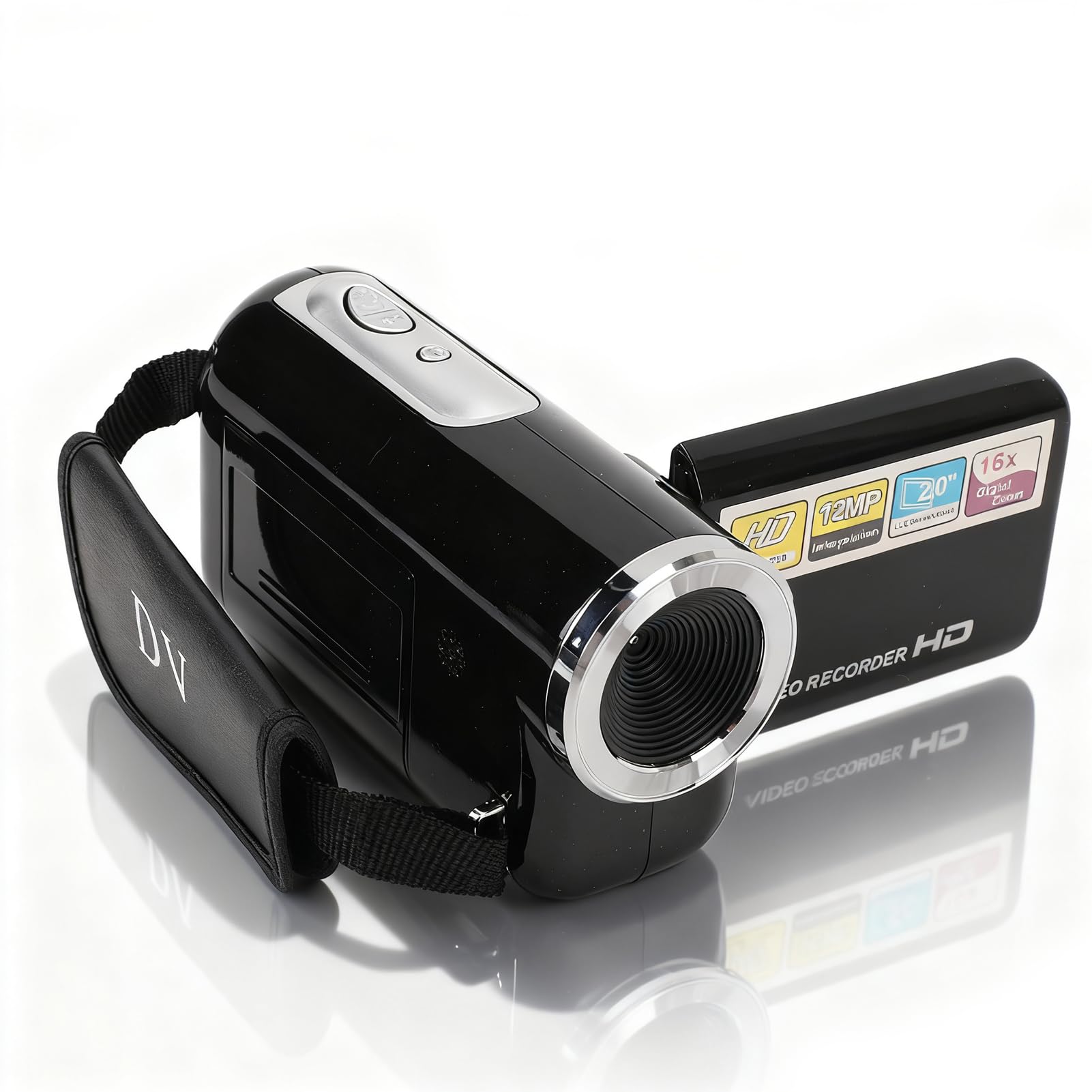 Digitaler Videokamera-Camcorder, 16 MP 1080P-Camcorder-Kamera mit 16-fachem Digitalzoom, 2,0-Zoll-Bildschirm, Batteriebetrieben, für Reise-Vlogging