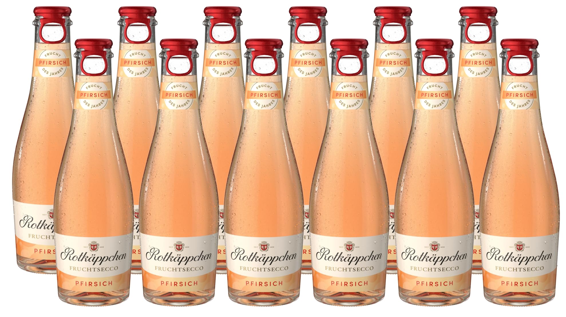 Rotkäppchen Fruchtsecco Pfirsich – der prickelnde Secco mit dem fruchtig-süßen Charakter in der praktischen Kleinflasche (12 x 0,2l)