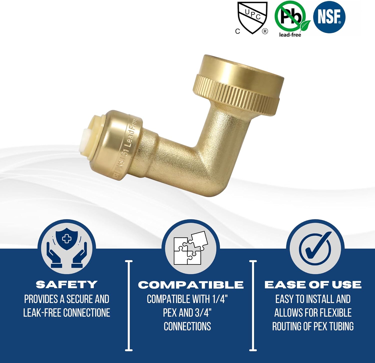 XFITTING 10-PACK Elbow Dishwasher Connector | 1/4" Push Fit x 3/4" Dishwasher