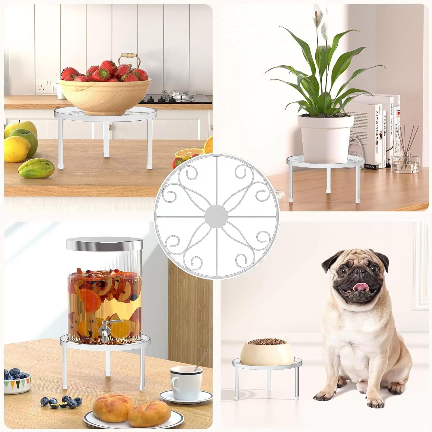 Set di 5 supporti per fiori in metallo, per interni ed esterni, piante da giardino, per scale per piante, in ferro antiruggine, decorazione per casa e giardino (bianco)