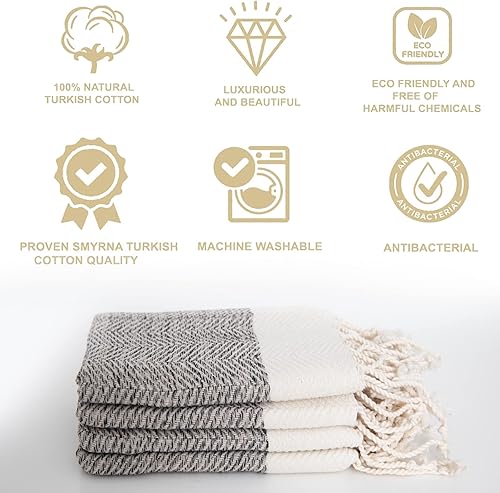 Miniatura 21 de Smyrna Turkish Cotton- Paquete de 6 paños de cocina de 100% algodón natural, 12x12 pulgadas, lavables a máquina, ultra suaves, absorbentes, Beige