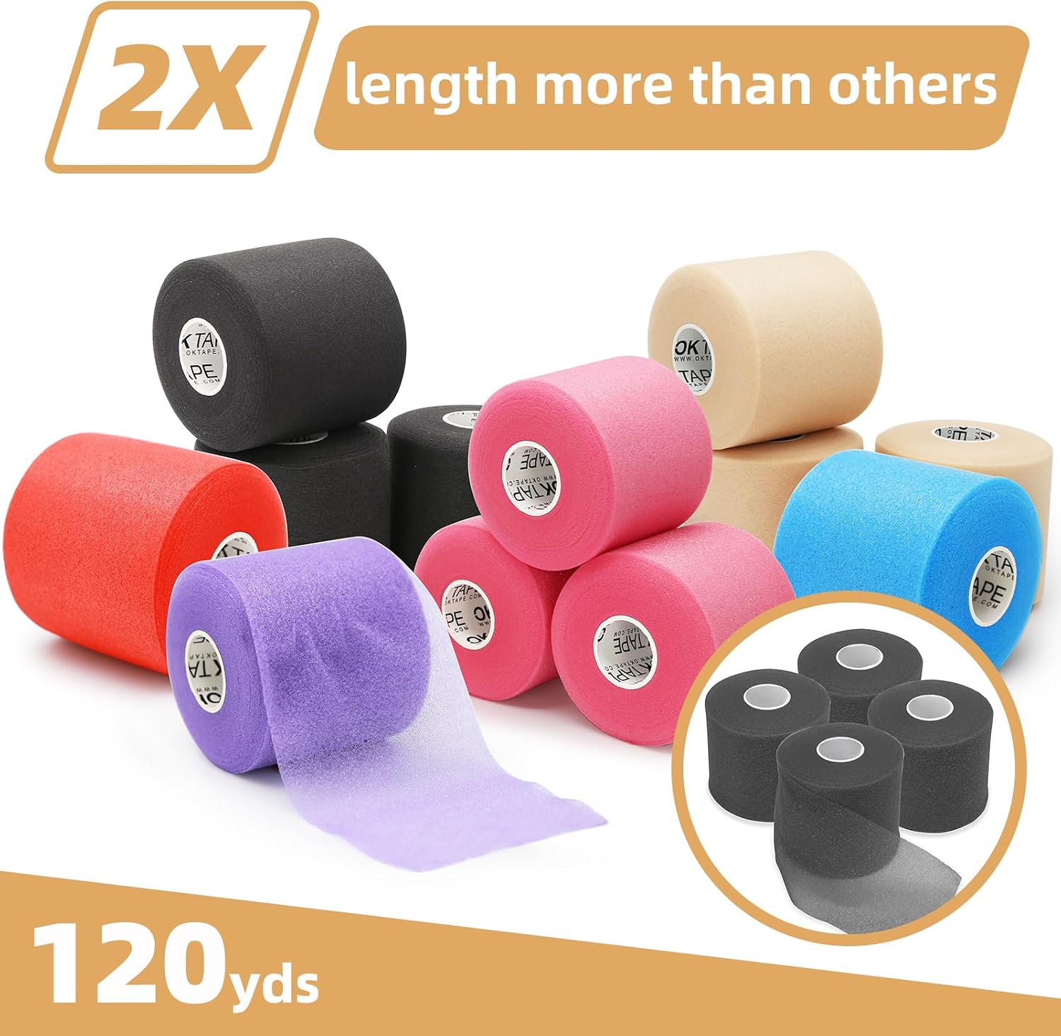 OK TAPE Pre Wrap Tape 4-Rolls 120 Yds Athletic Foam Underwrap for Sports image 3
