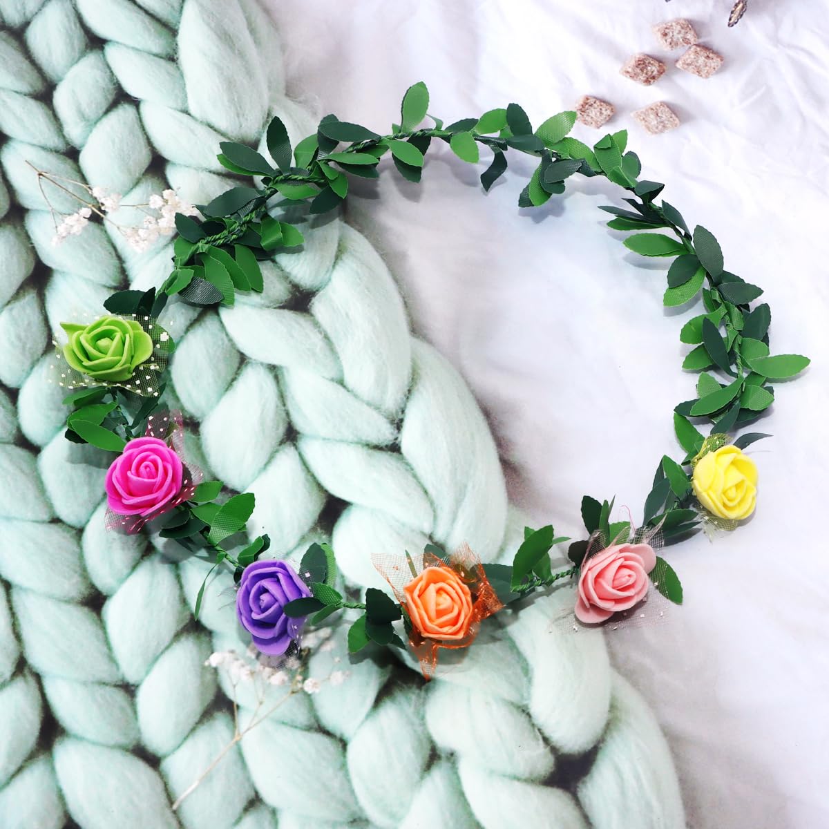 Amazon.com : FZBNSRKO 20 Pcs Assorted Color Flower Crown  display picture 2