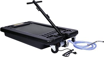 SSLine Portable 17 Gallon Oil Drain Pan with Electric Pump,Low-Profile Truck Car Oil Drain Pan with 7 Hose for SUV Car and Trucks Black,17-Gallon with Electric Pump