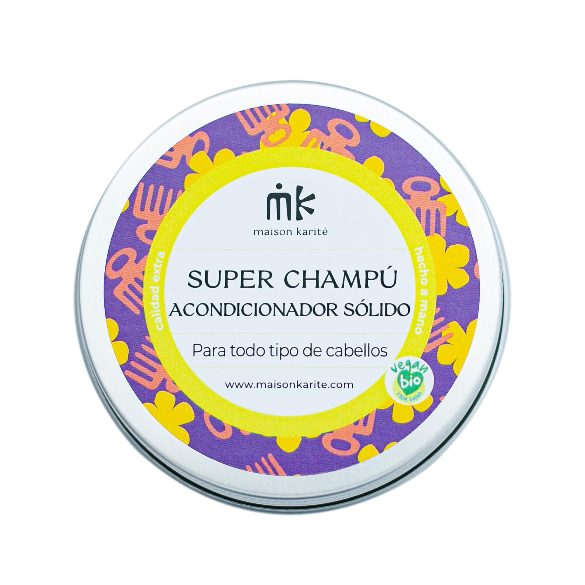 SuperChampú Sólido 2 en 1 | Champú + Acondicionador | Sin Plástico | Vegano | Zero Waste | 75 g ≈ 1 L champú líquido | Maison Karité (Champu Acondicionador Con Lata Aluminio)