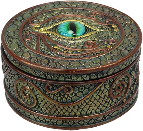 Miniatura 3 de Ebros Gift Ojo del dragón y las escamas - Joyero decorativo redondo de 4 pulgadas de ancho, medieval renacentista, alquimia alada, fantasía, Sauron,