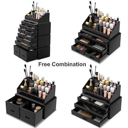 Miniatura 8 de Mueble organizador Readaeer para maquillaje y cosméticos con compartimientos exhibidores y 12 cajones