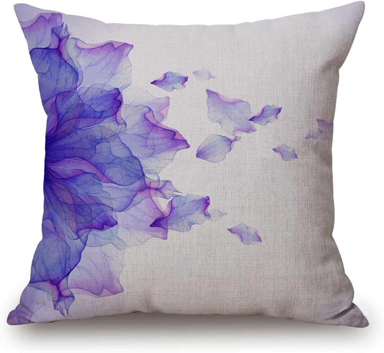 Purple Flower Pillow Cover 18x18 Inch, Abstract Flower