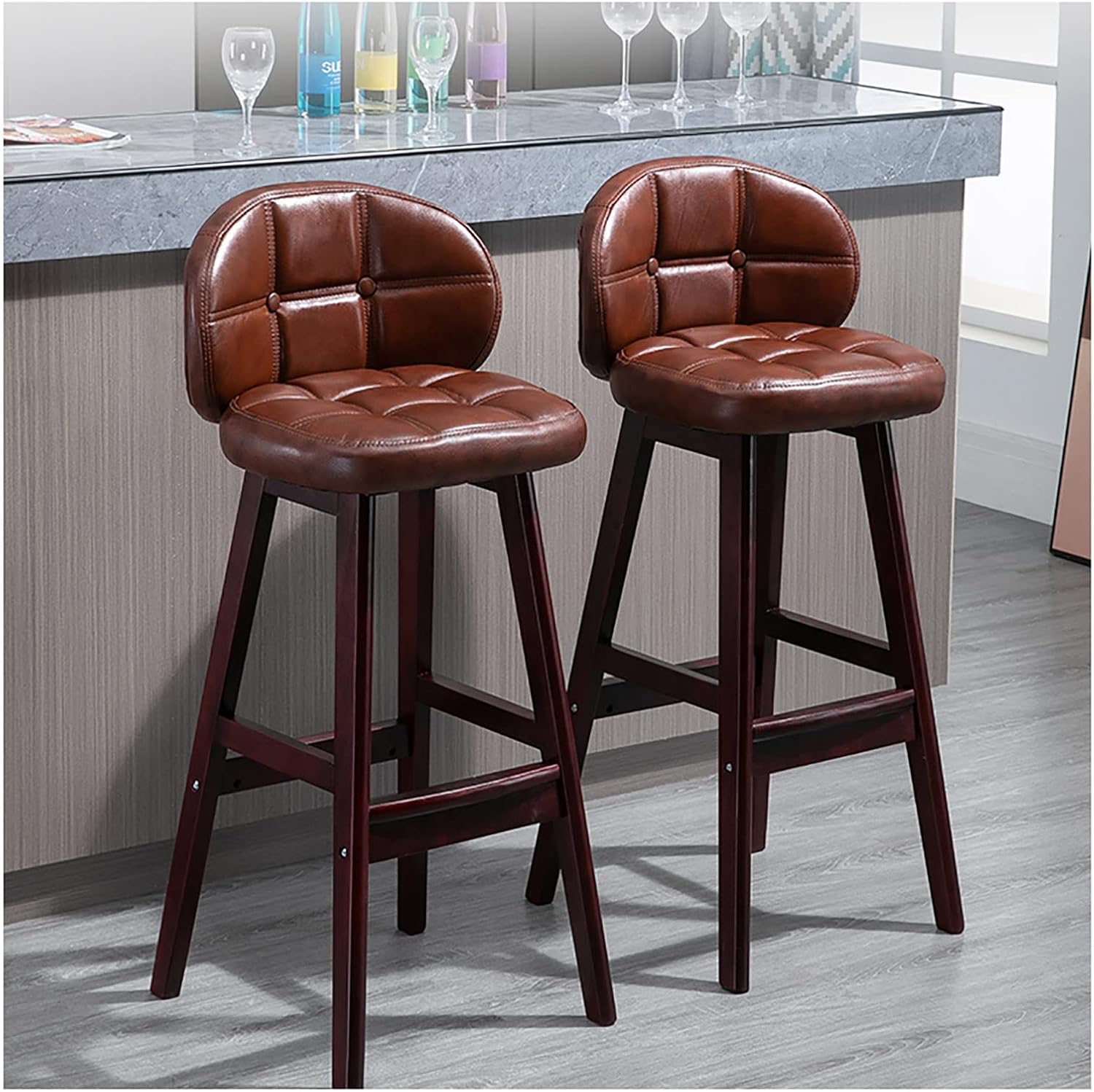 WADRBSW バースツール、カウンターハイトスツール 2個セット PUレザー