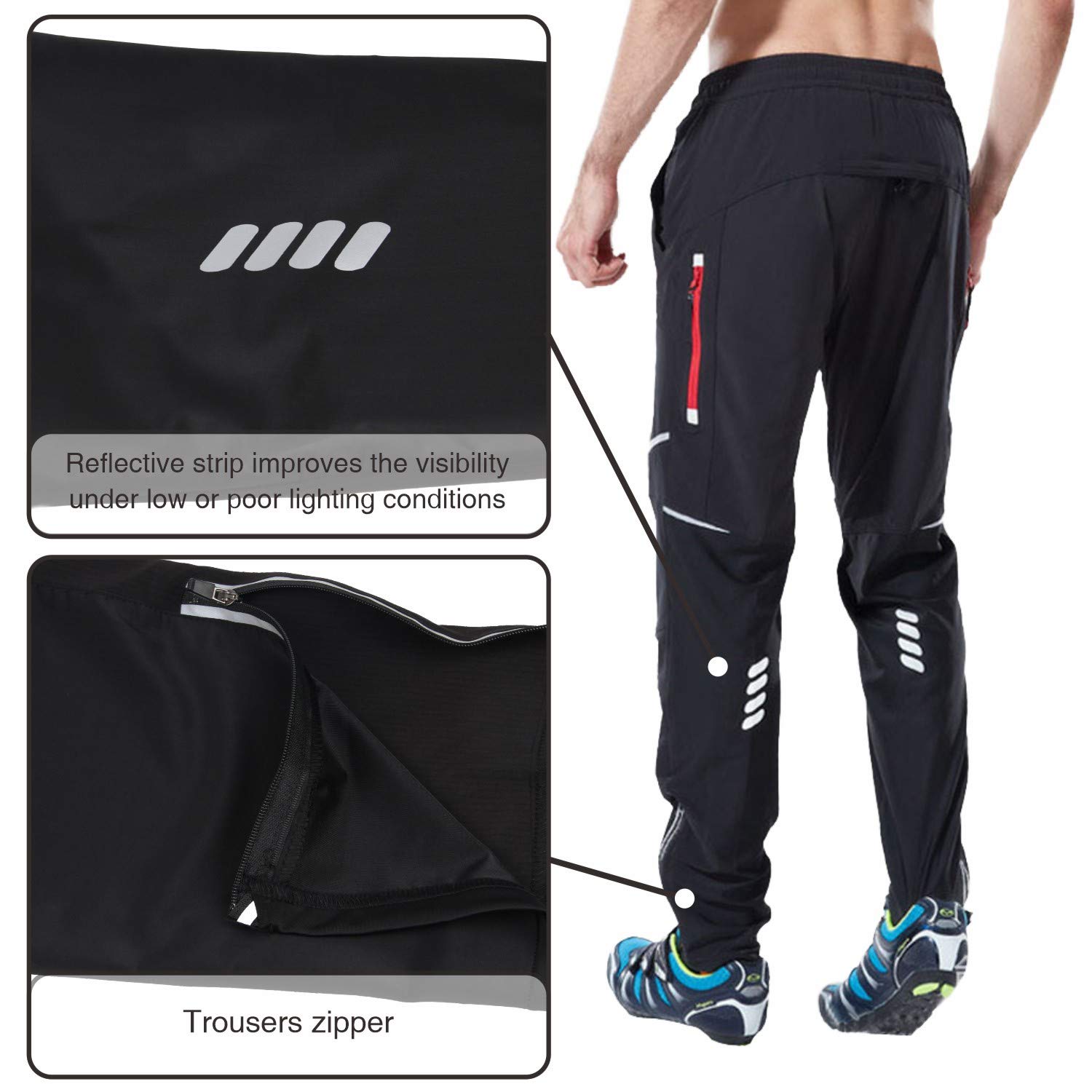 SUKUTU Pantalon Cyclisme Homme Pantalon Moto Coupe-Vent Pantalon Sport de Plein air Léger à Séchage Rapide Respirant Pantalon de Cyclisme Athlétique