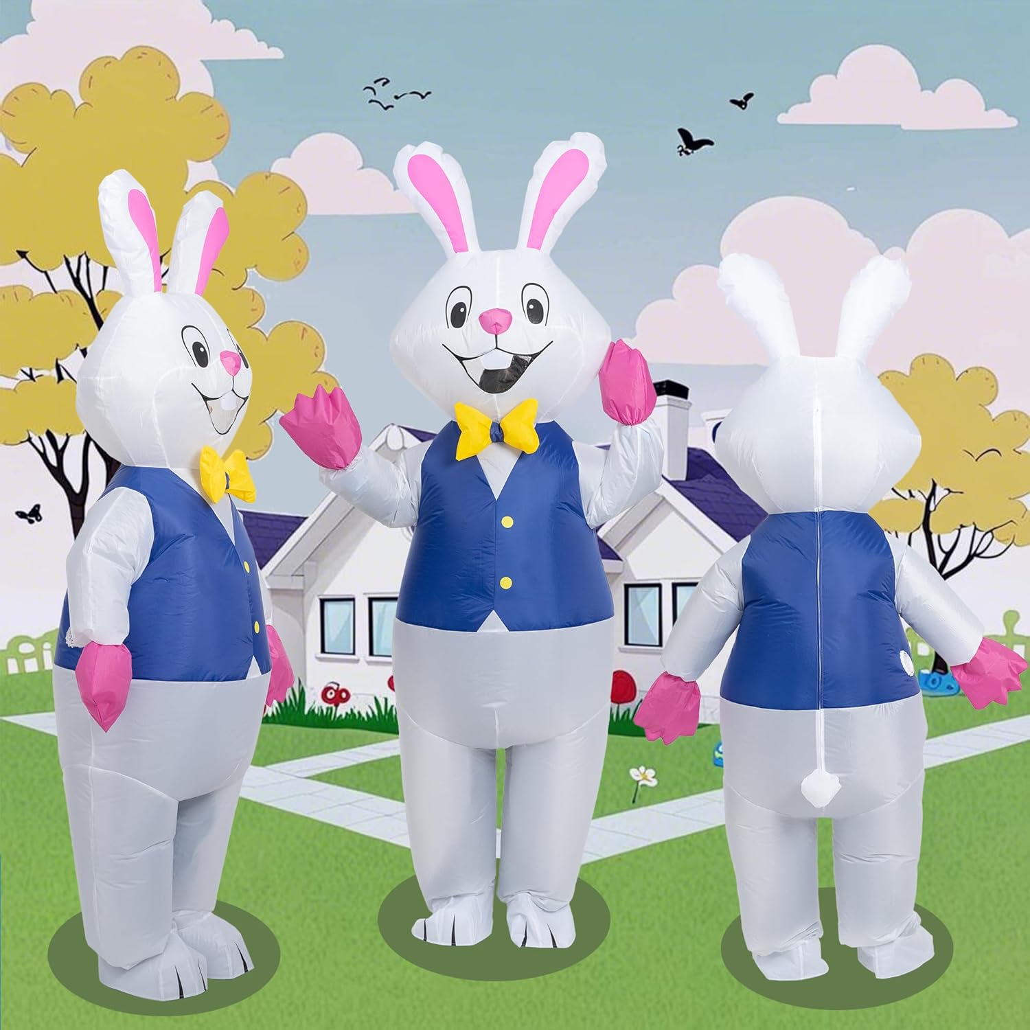 Inflatable Costumes Adults Bunny Costumes Blow Up Halloween Bunny Suit Rabbit Outfit for Women Mens Cosplay Party - Image 2