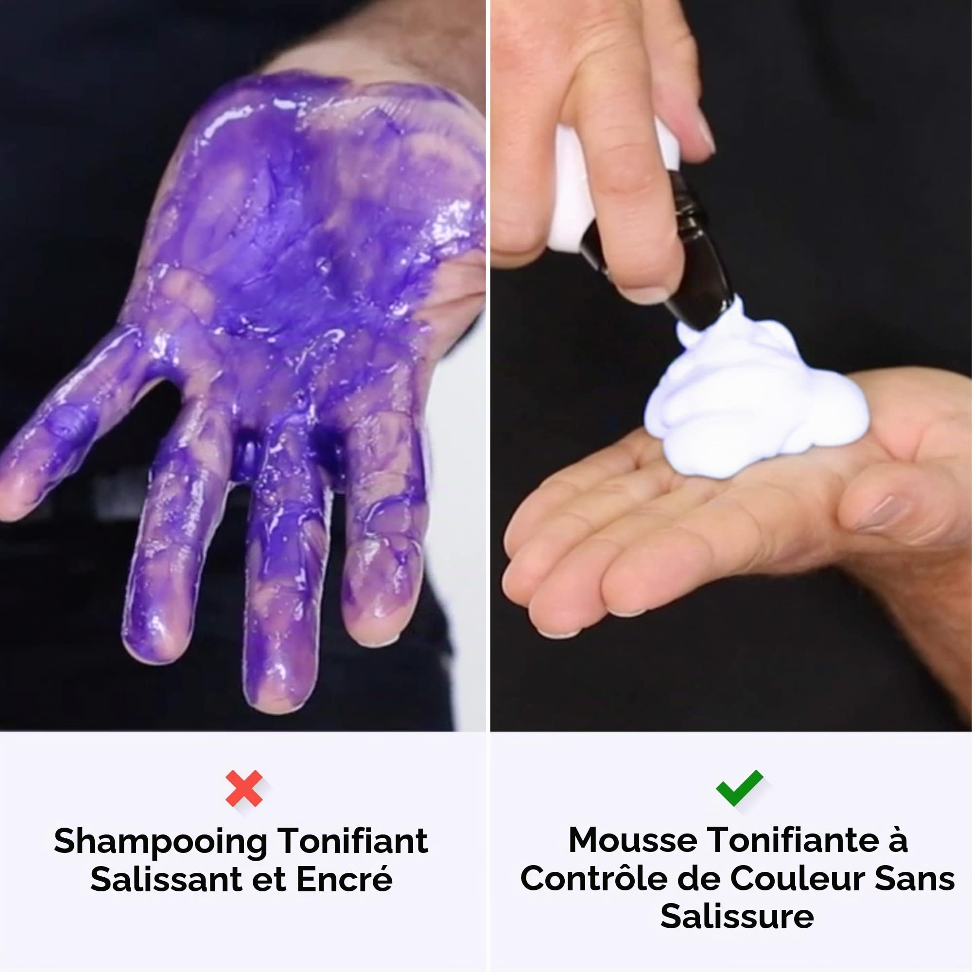COLOR WOW Contrôle de la couleur + mousse tonifiante pour cheveux blonds – Élimine l'orange et le laiton ; pas de taches ; sans alcool ; mousse tonifiante teintée violette éclaircit les cheveux en une