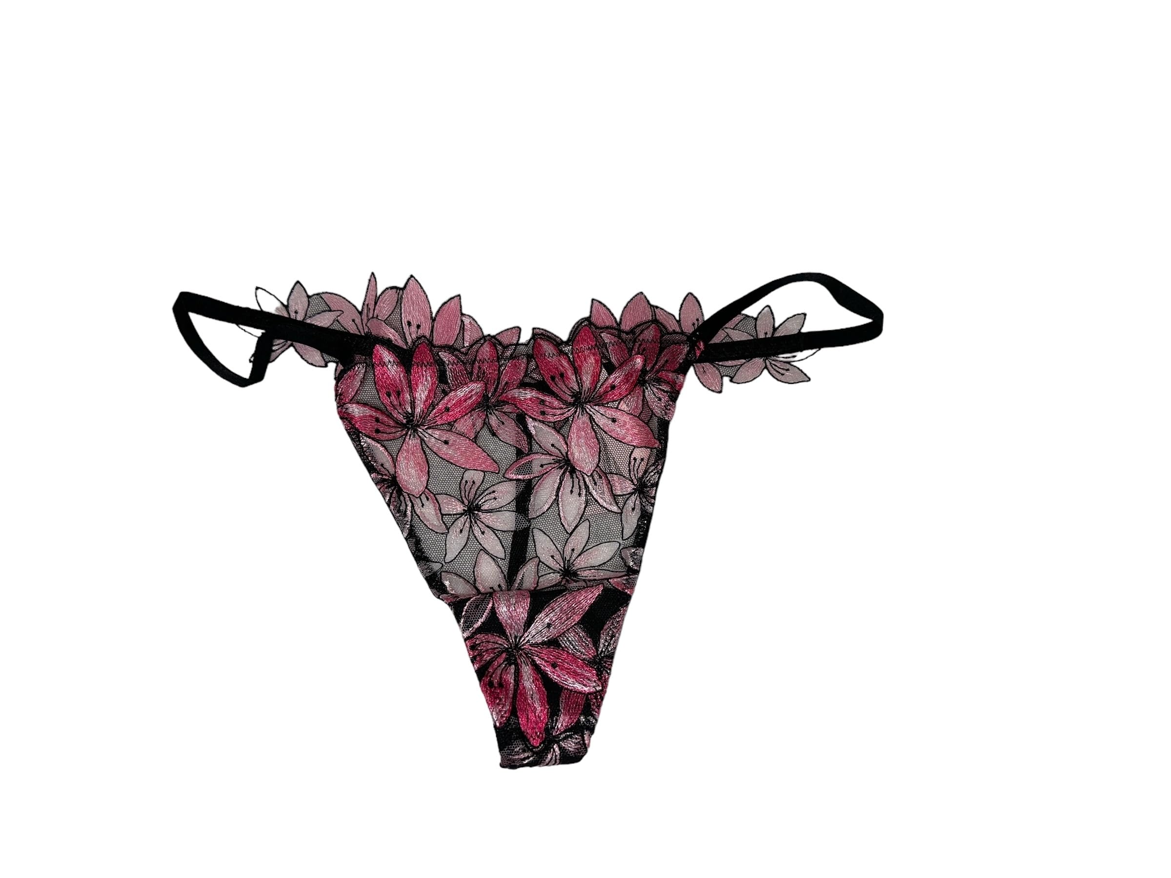 Victoria's SecretZiggy Glam Floral Embroidery V-String Panty Color Pink New