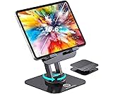 OCYCLONE iPad Stand, 360° Rotating Adjustable Foldable iPad Tablet Holder for Desk Compatible with Kindle Tablet iPad 4" - 15.6" Portable Monitor Stand, Black