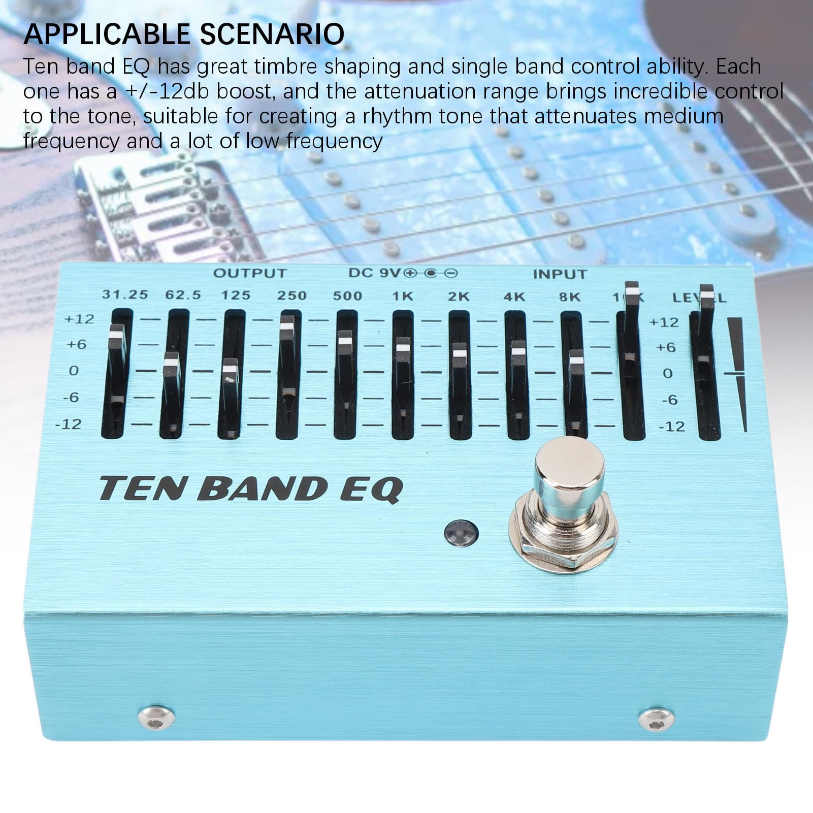 Dilwe Mini Pedale Equalizzatore per Basso per Chitarra a Blocco Singolo con Equalizzatore a 10 Bande con Corpo in Metallo True Bypass, capacità di Modellare il Timbro per Creare Toni Unici, Adatto