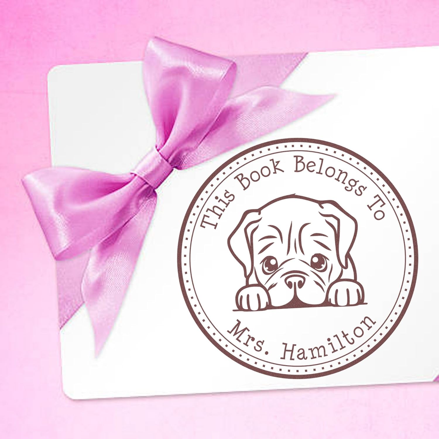 Handcrafted Dogue De Bordeaux Dog Stamp, Ideal for Library Use, 1-5/8 in Diameter, Compatible with Ink Pad, Durable Wood Handle - Unique Dogue De Bordeaux Design, for Dog Lovers and Stamp Collectors