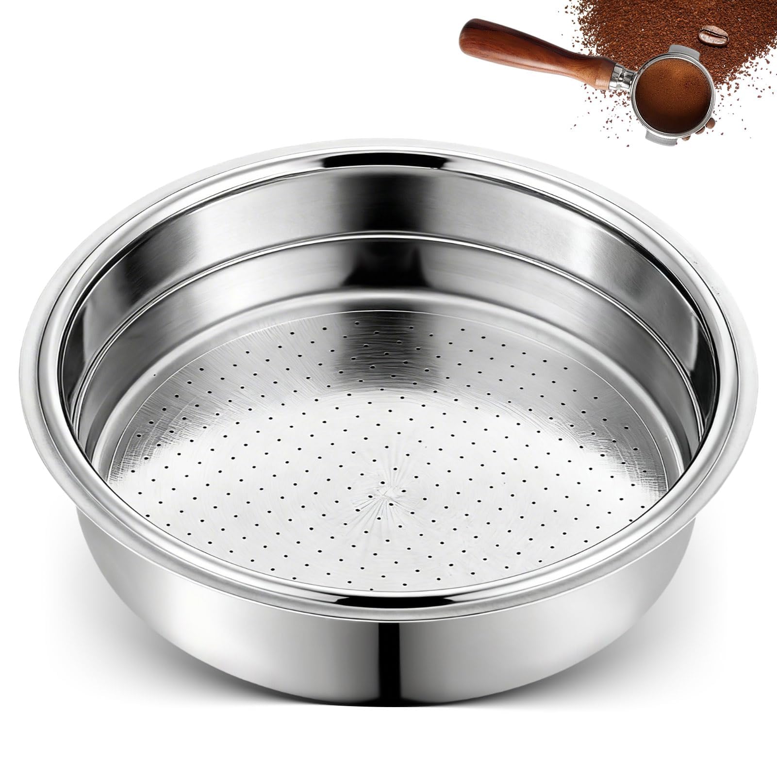 51mm Siebträgerfilterkorb, Edelstahl Wiederverwendbare Kaffeefilter Espressomaschinenzubehör Siebträgerkorb Ersatz(Single Cup)
