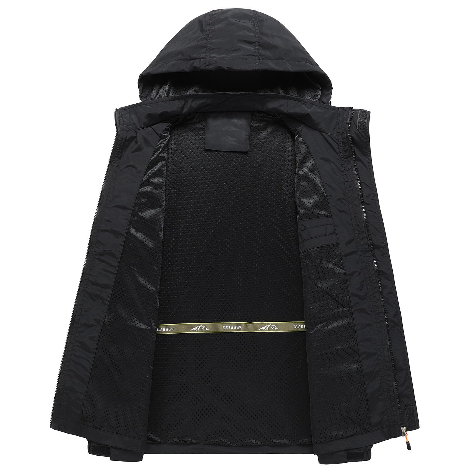 Generisch Chubasquero para hombre, exterior, monocolor, chaqueta de senderismo, impermeable y funcional, práctica chaqueta softshell, multifuncional, chaqueta de trekking con varios bolsillos, anorak