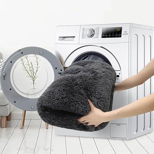 Miniatura 5 de KSIIA Cama para perros, lavable para perros extragrandes, de lujo, esponjosa, cómoda, gruesa, antideslizante, antiarañazos, 41 x 27 pulgadas, gris