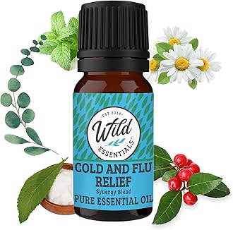 Wild Essentials Cold and Flu Relief 100% Pure Essential Oil Synergy Blend 10ml, Therapeutic Grade Formula for Congestion, Aches, migraines, Made in The USA