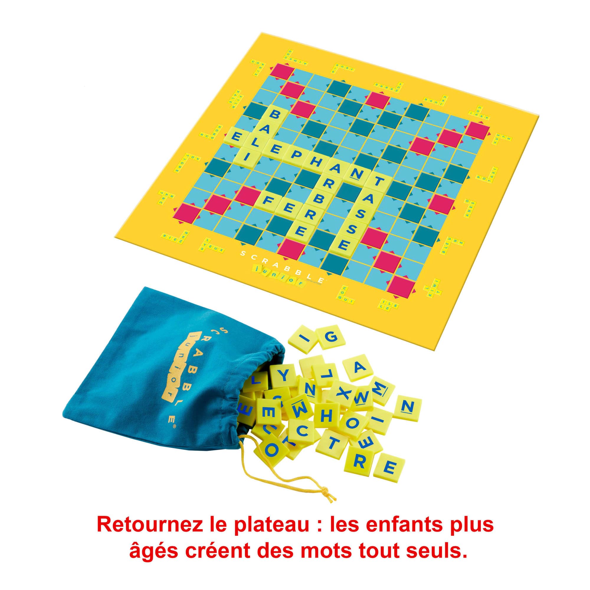 Mattel Games Scrabble Junior, Jeu de Société pour Enfant, dès 6 Ans, Jeu de Société Enfants avec de Lettres, Jeux Enfants dès 6 Ans, Version Française, Y9668