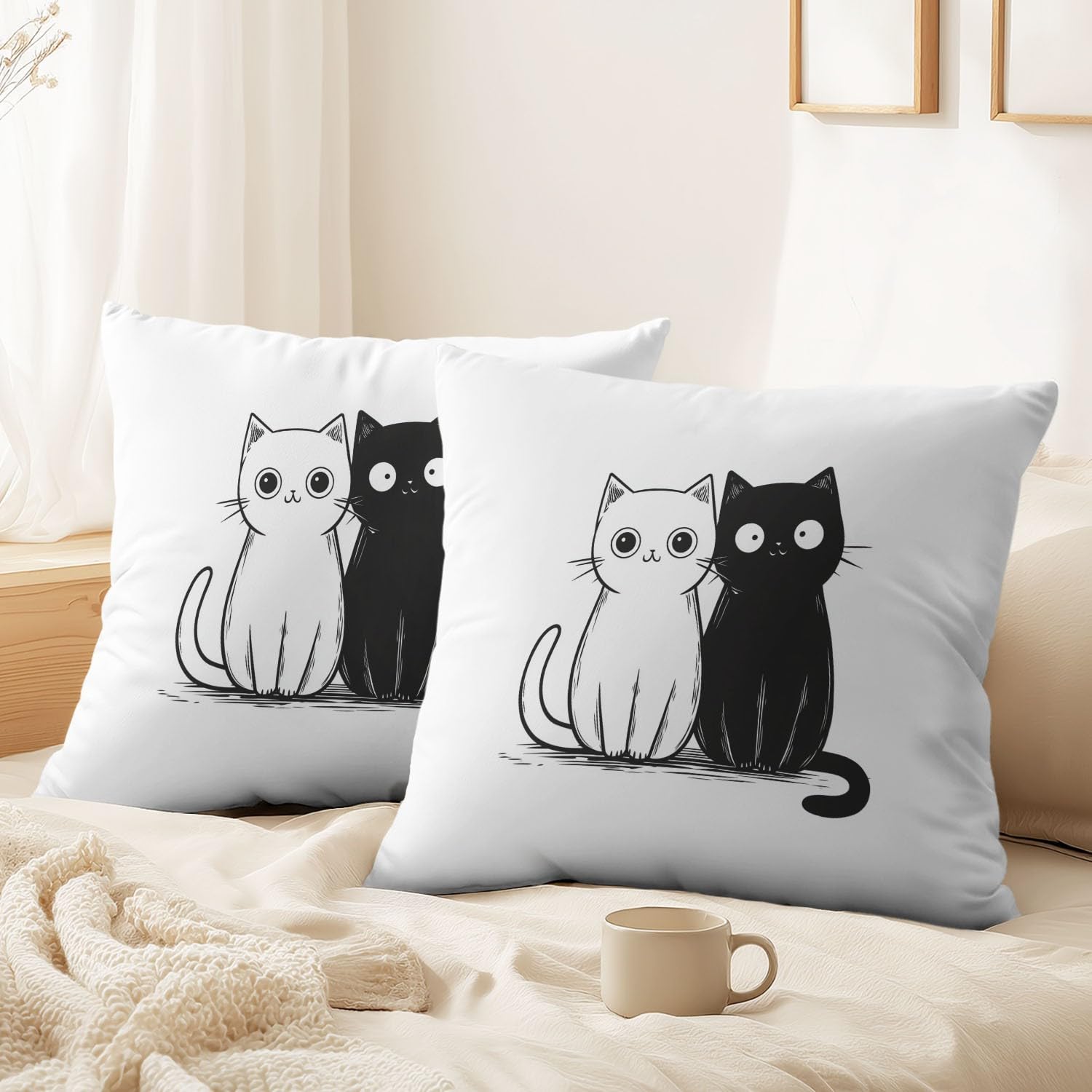 Taie d'oreiller chat minimaliste 30x30 housse de coussin décorative salon et chambre