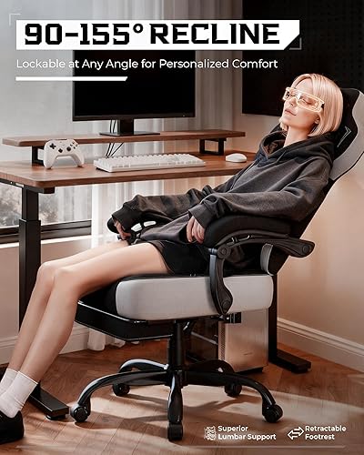 Miniatura 5 de GTPLAYER Silla para videojuegos, silla de computadora con reposapiés y soporte lumbar para adultos, asiento reclinable grande y alto giratorio de