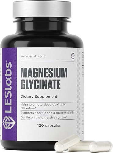 LES Labs Glicinato de magnesio - Apoya el sueño reparador, la salud del corazón, el alivio del estrés, el metabolismo, la función nerviosa y