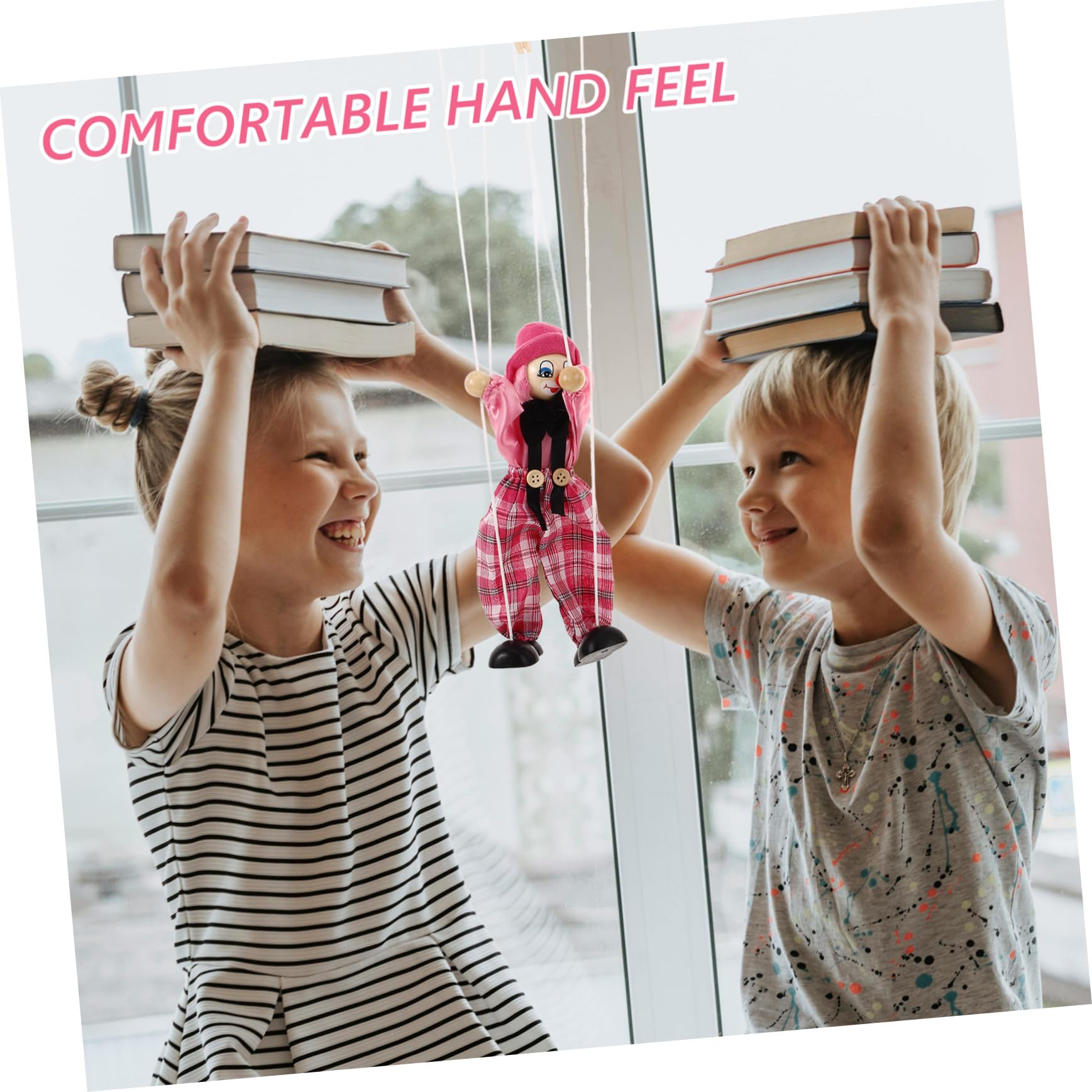 Marionnettes à Fils pour Garçon et Filles en Bois Design Pirate Drôle Jouets de Marionnettes Réutilisables et Confortables et Jeu Interactif Style Aléatoire