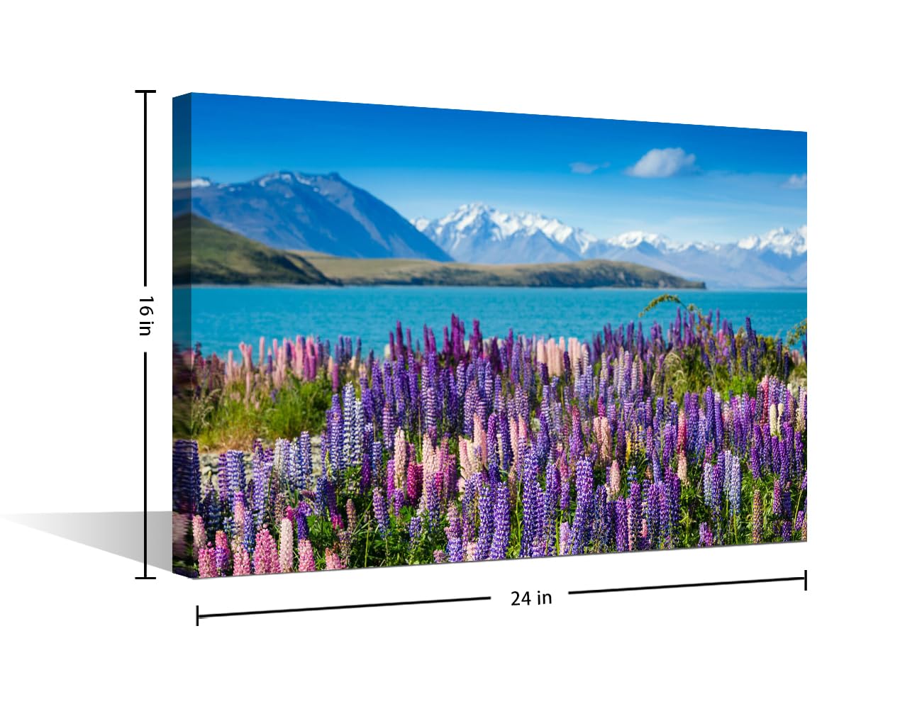 Wall Art Lanvender Field by The Lake Wall Decoration for Living Room Wall Paintings Home Decor Canvas Wall Art Modern Artwork Giclee Wooden Framed Ready to Hang (24" W x 16" H) - Image 2