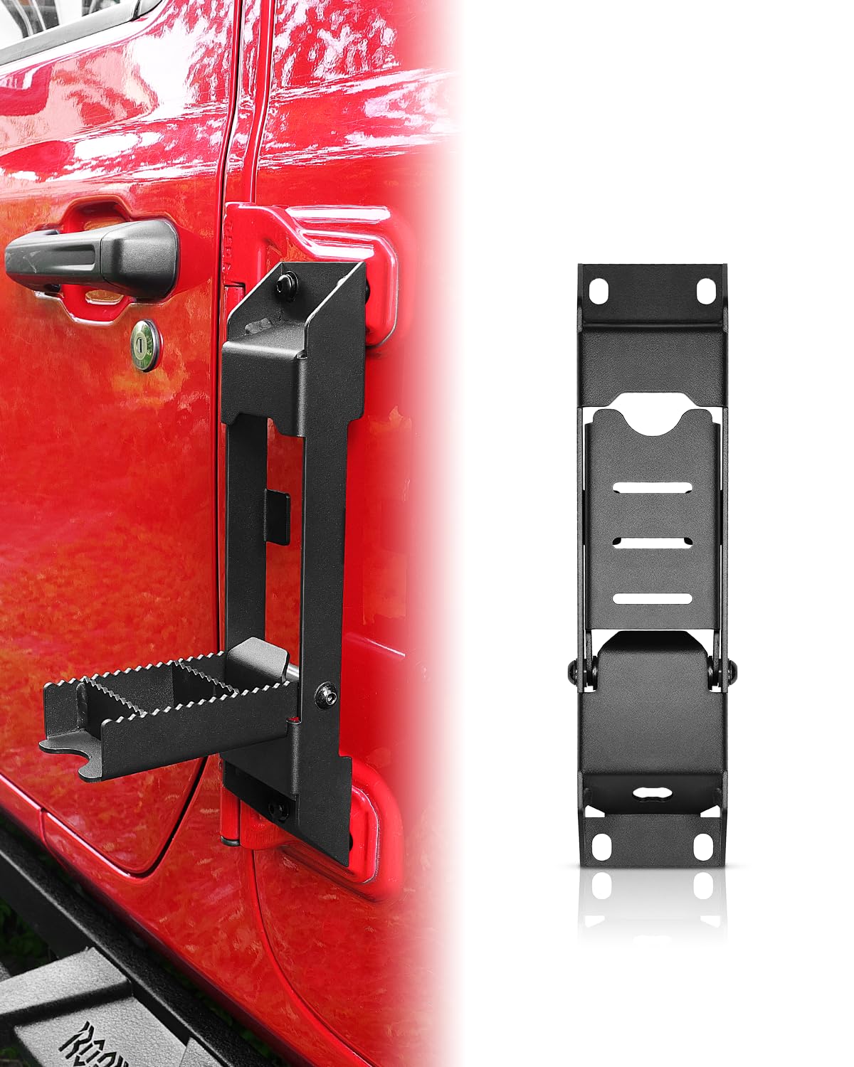 ROADER Wrangler Door Hinge Step Folding Foot Pedal for Jeep Wrangler 2007-2024 JK JKU JL JLU & Gladiator JT 2018-2024，Folding Foot Pedal Rooftop