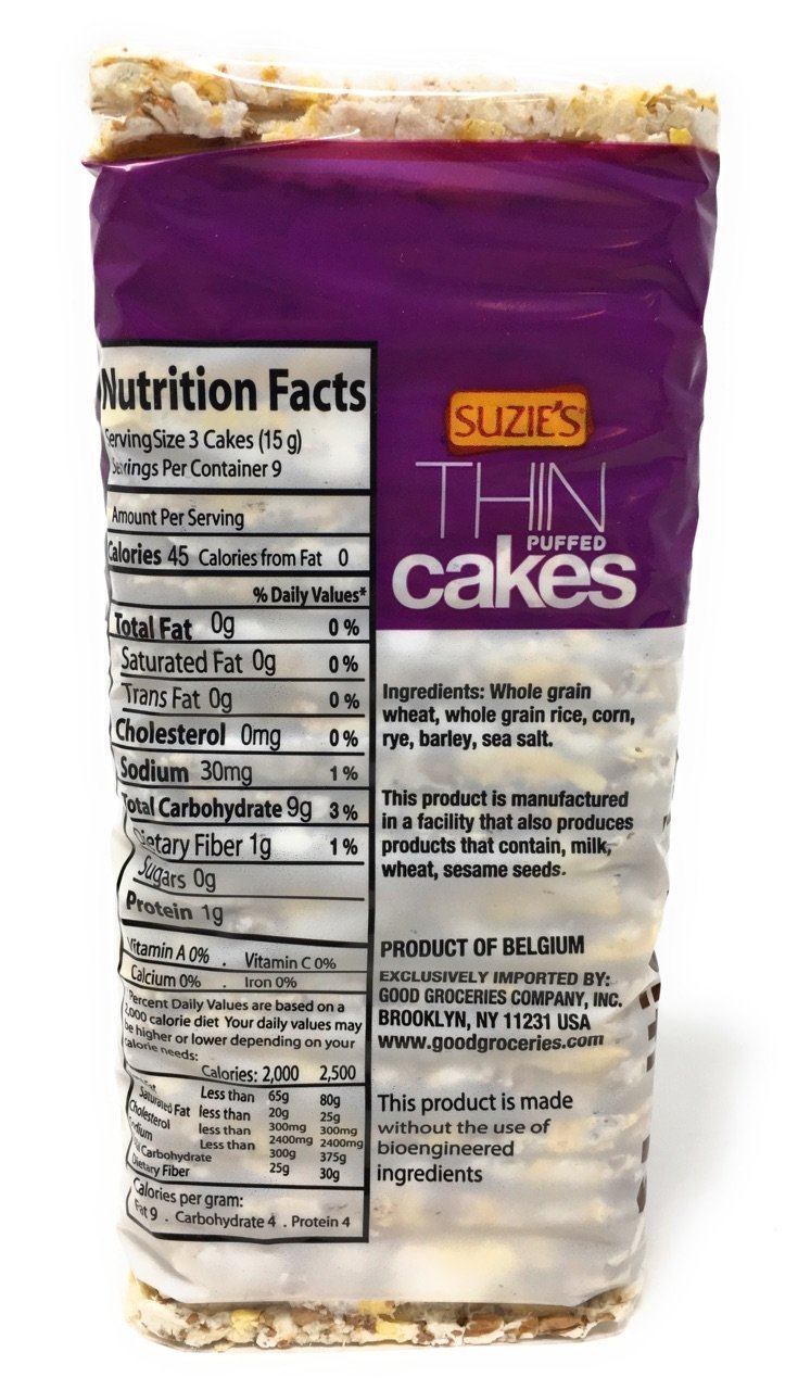 Suzie's Puffed Multigrain Thin Cakes, 4.9-Ounce Bags ( Pack of 12)