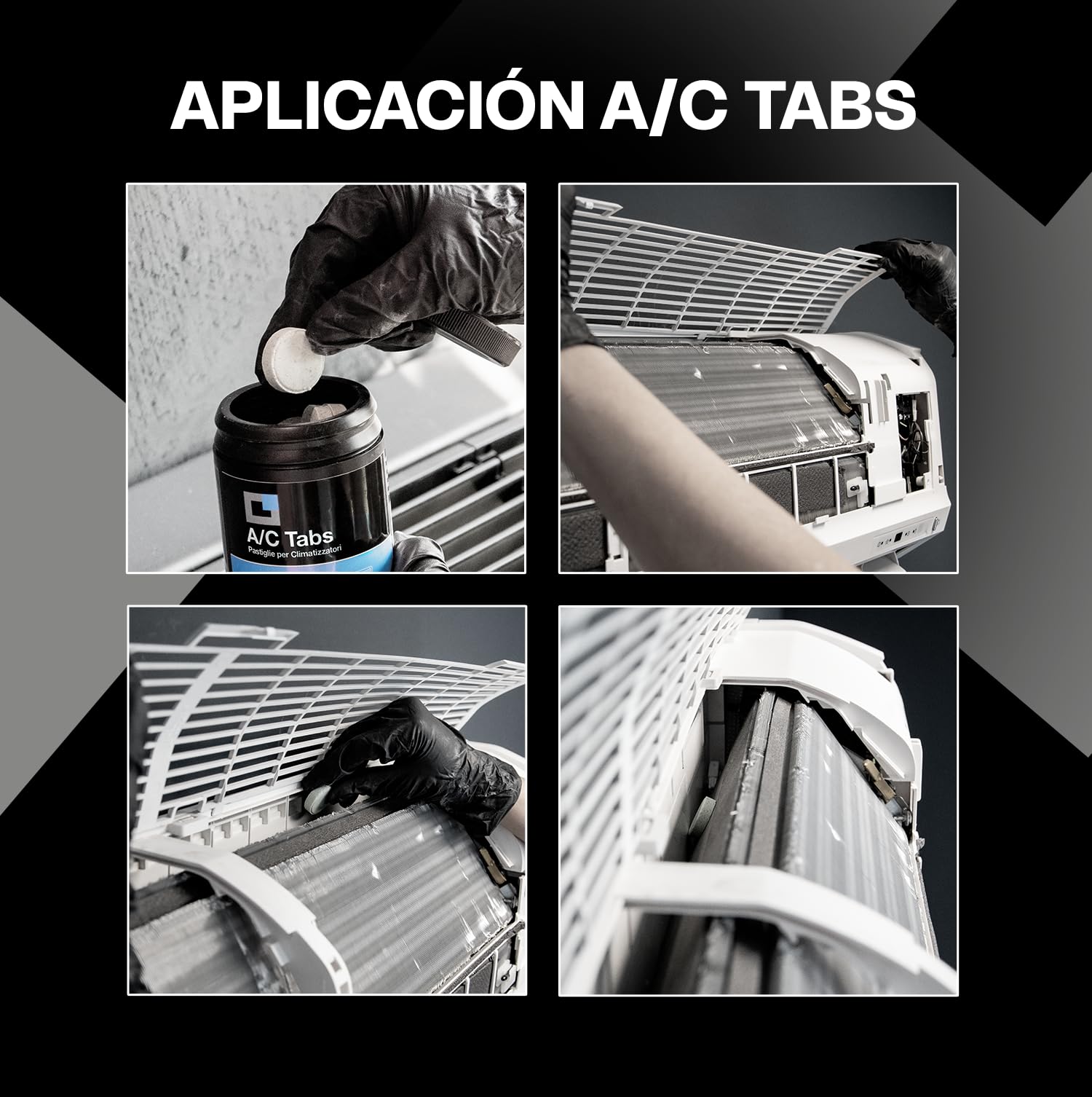 Errecom Kit Limpieza Y Desinfección A/C, Clima-Bact Detergente Desinfectante Biocida Registrado 1 L + Wally Funda Protección Split + A/C Tabs 40 Pastillas De Acción Prolongada