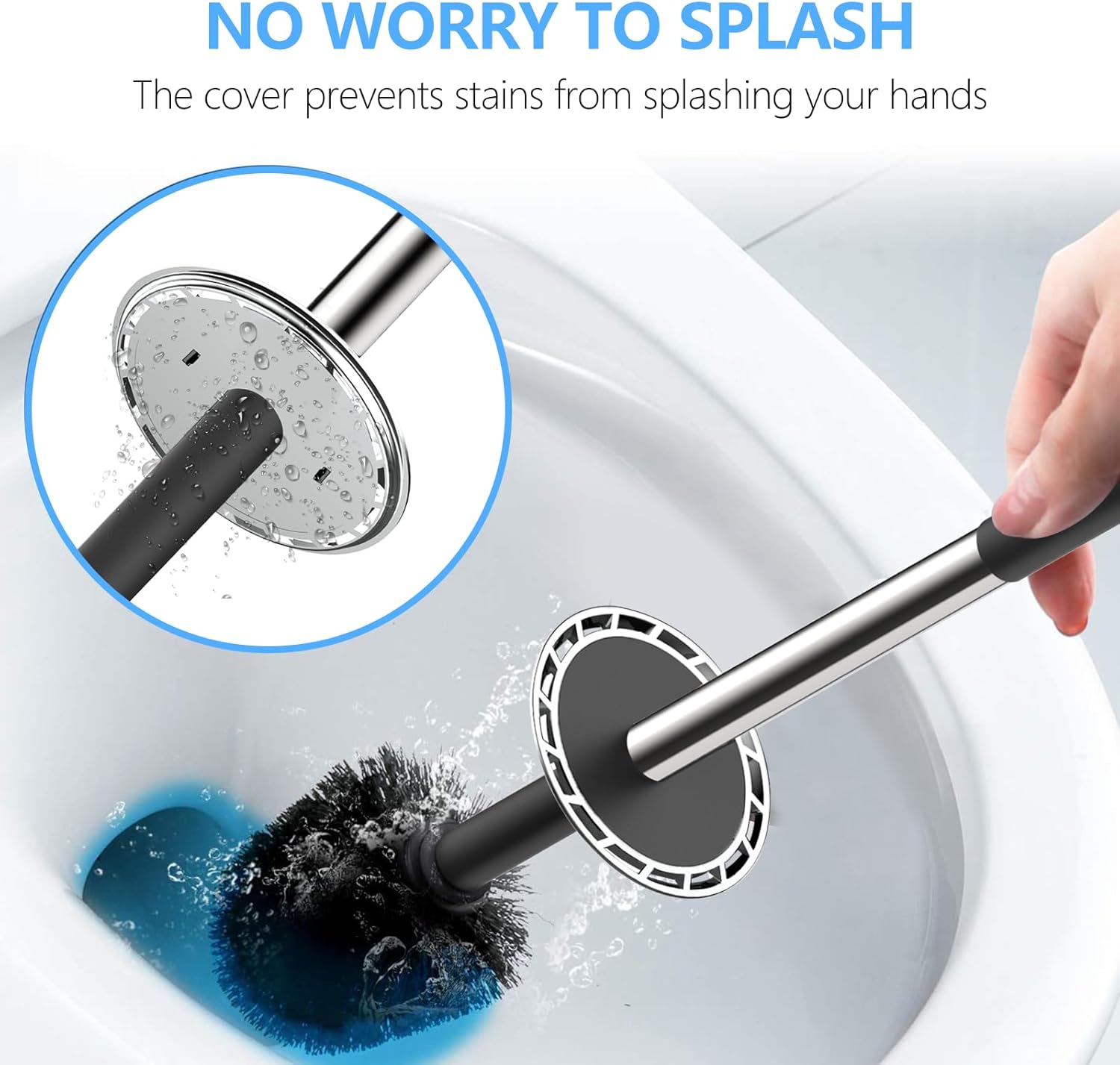 SetSail Toilet Brush, Compact Size Toilet Bowl Brush and Holder Toilet Brushes for Bathroom with Stainless Steel Handle Toilet Cleaner Brush with Durable Scrubbing Bristles, Splash-Proof