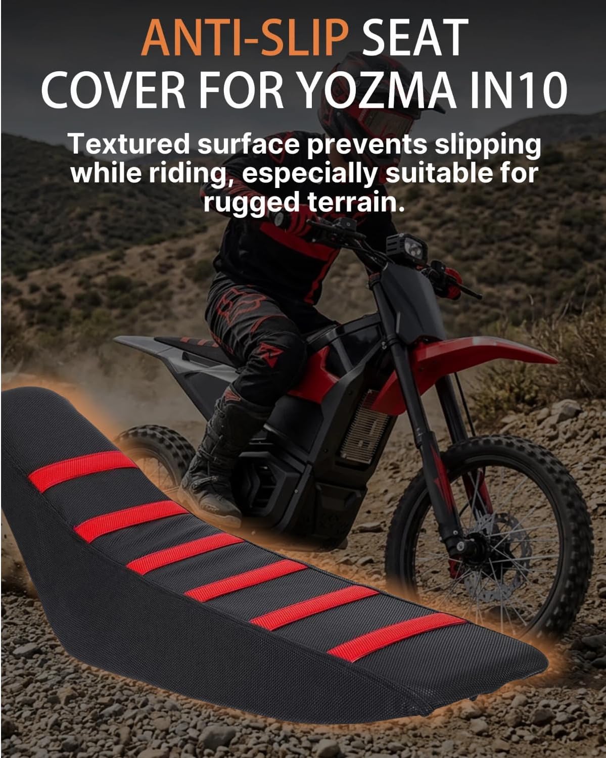 Ebike Seat Cover for Yozma in 10 Electric Dirt Bike, Anti-Slip and Waterproof, Thickened Seat Cover for Yozma in 10 Electric Motorcycle, Ebike Upgraded Replacement Part, Red