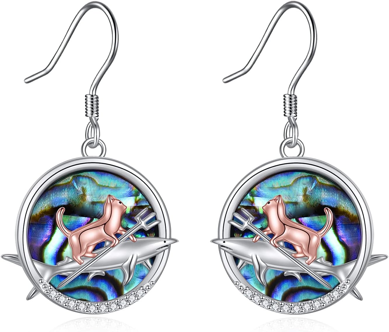 YFN Cat Earrings for Women Sterling Silver Shark Dangle Earrings Cat Jewelry Gifts for Women Shark Lover Jewelry