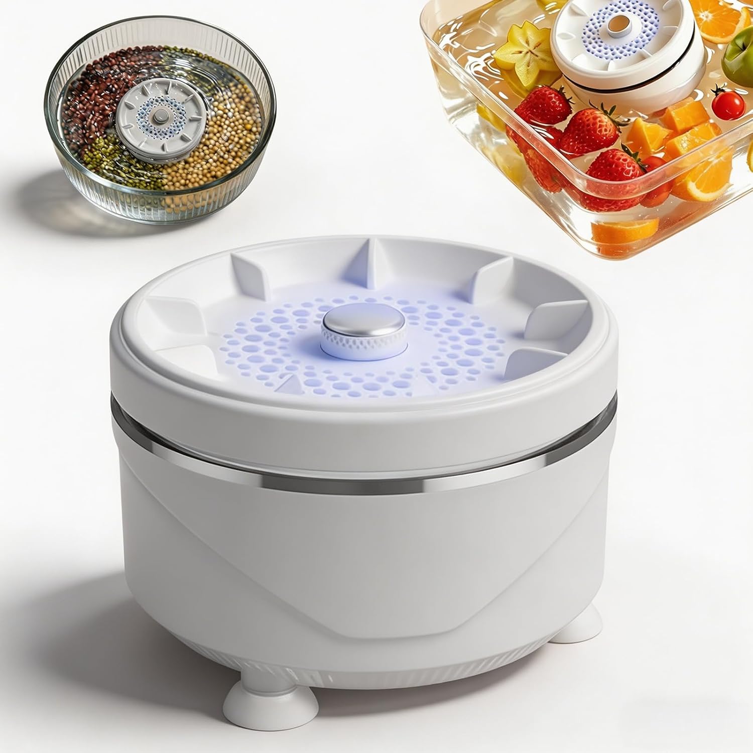 Fruit and Vegetable Washing Machine, Utilizing Purification Technology, Waterproof Magnetic Charging, 3-Minute Deep Clean for Cleaning Veggie Grains Rice Meat Seafood (B)