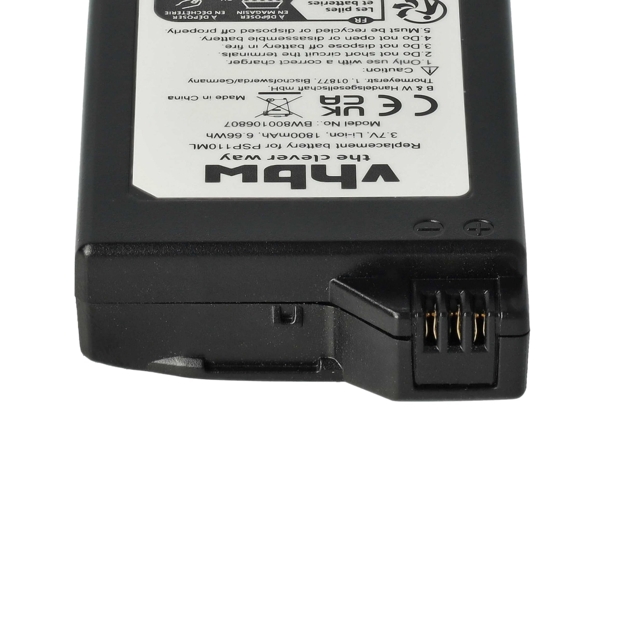 vhbw Batería Compatible con PlayStation Portable PSP-1000, PSP-1000K-CW, PSP-1001, PSP-1004, PSP-1006, PSP-1010 - Reemplaza PSP-110, PSP-280G (1800 mAh)
