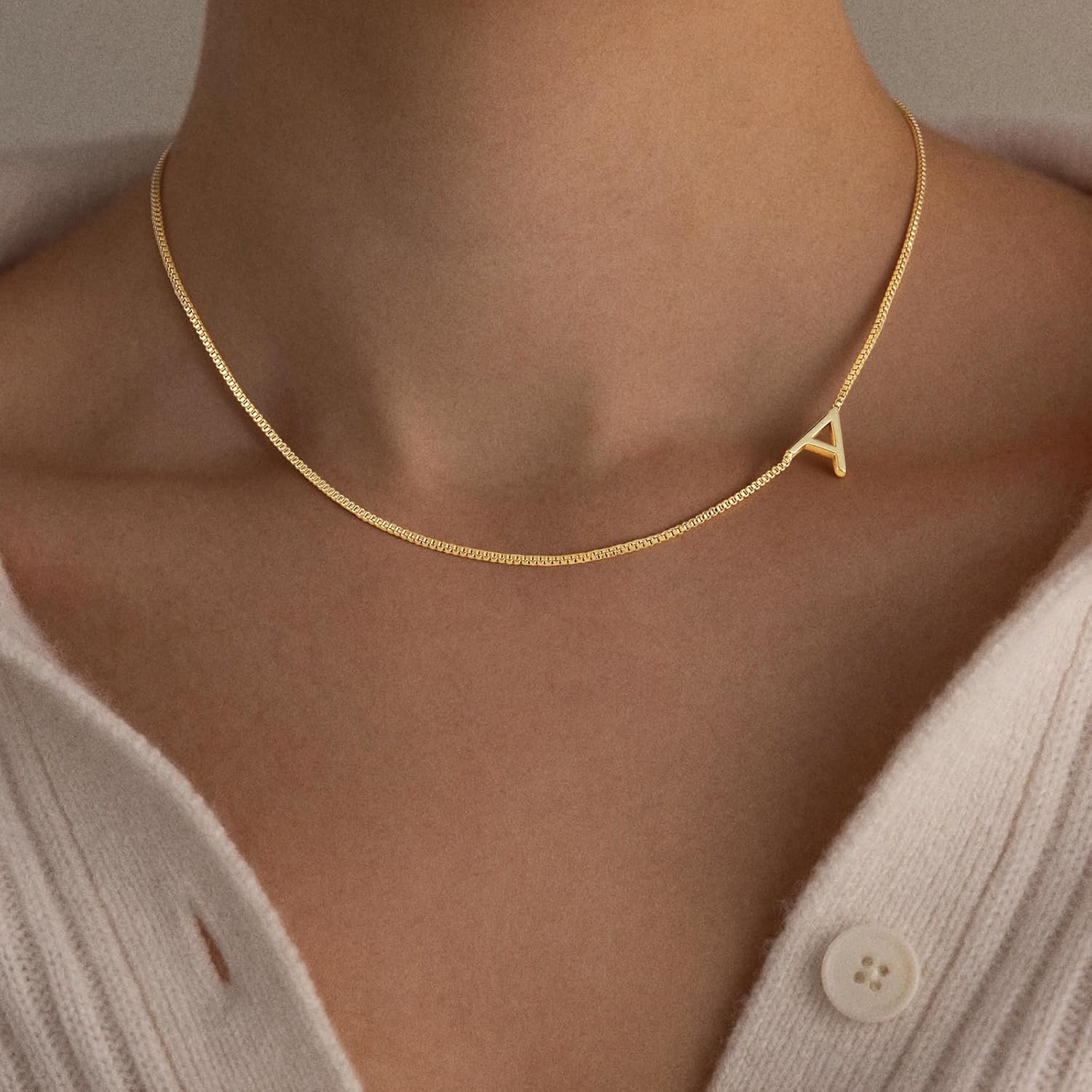 Initial Necklaces for Women, Trendy 14K Gold Plated Sideways Initial Necklace Dainty A-Z Letter Necklace Hypoallergenic Custom Personalized Necklaces Fashion Accessories Gold Jewelry Gifts for Her - Image 7