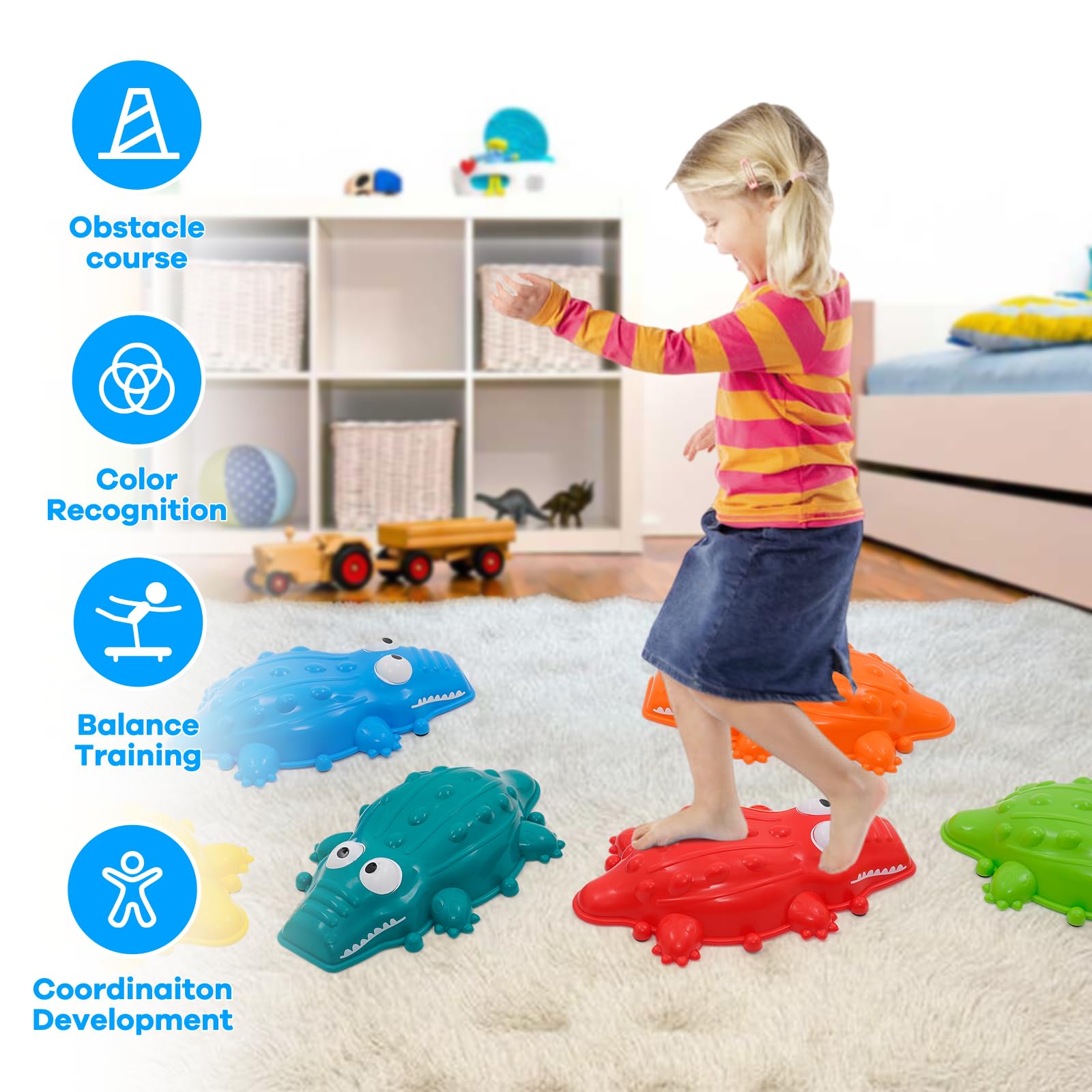 Piedras de Equilibrio para Niños, Piedras Apilables Antideslizantes, Fomentan Equilibrio y Habilidades Motoras, Curso de Obstáculos para Interior/Exterior — view 5